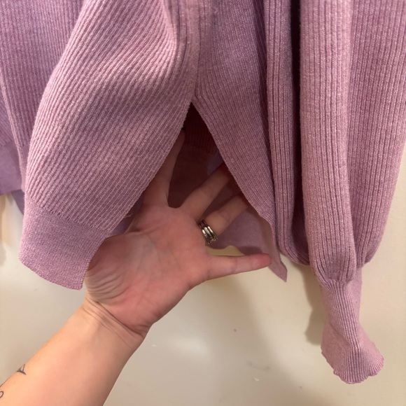 White Birch Mauve Ribbed Oversized Henley Collared Pullover Sweater Top - Picture 5 of 8